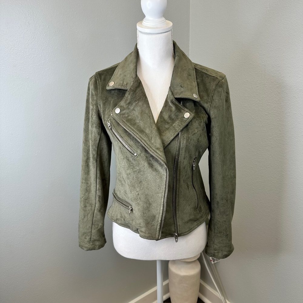 Blank NYC Olive Green Suede Moto Jacket